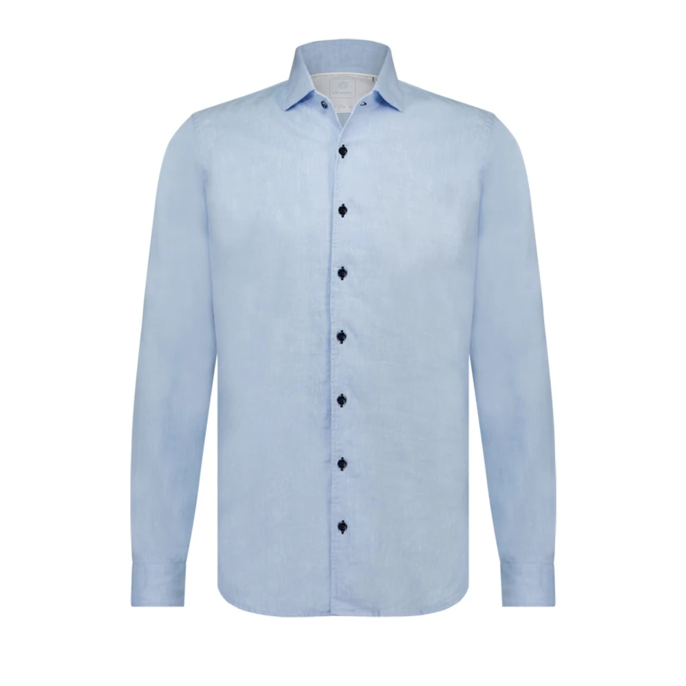 Blue Industry Casual Blauw Linnen Overhemd Blue Heren