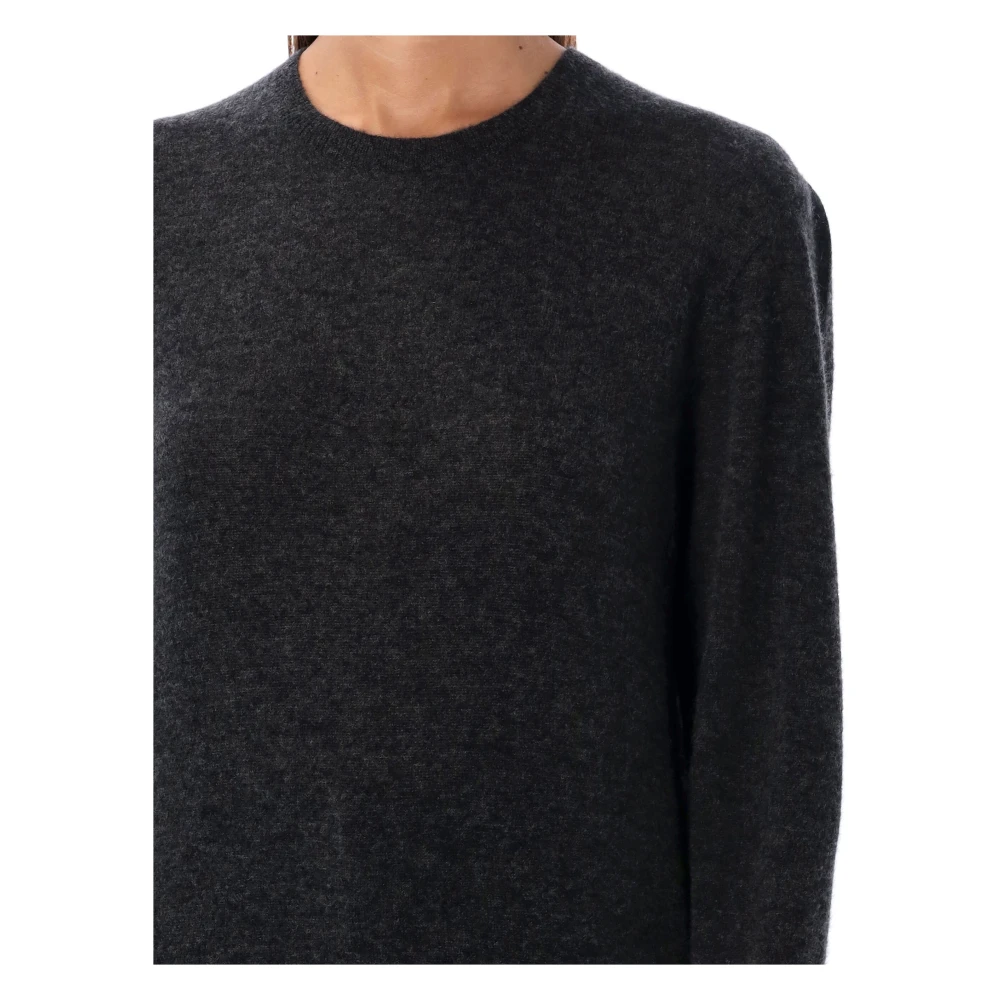 Saint Laurent Cashmere Zijde Trui met Ronde Hals Black Dames