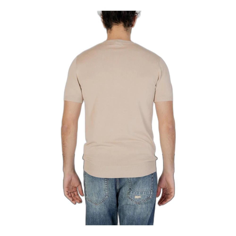 Gianni Lupo Beige Gebreide trui met Ronde Hals Beige Heren