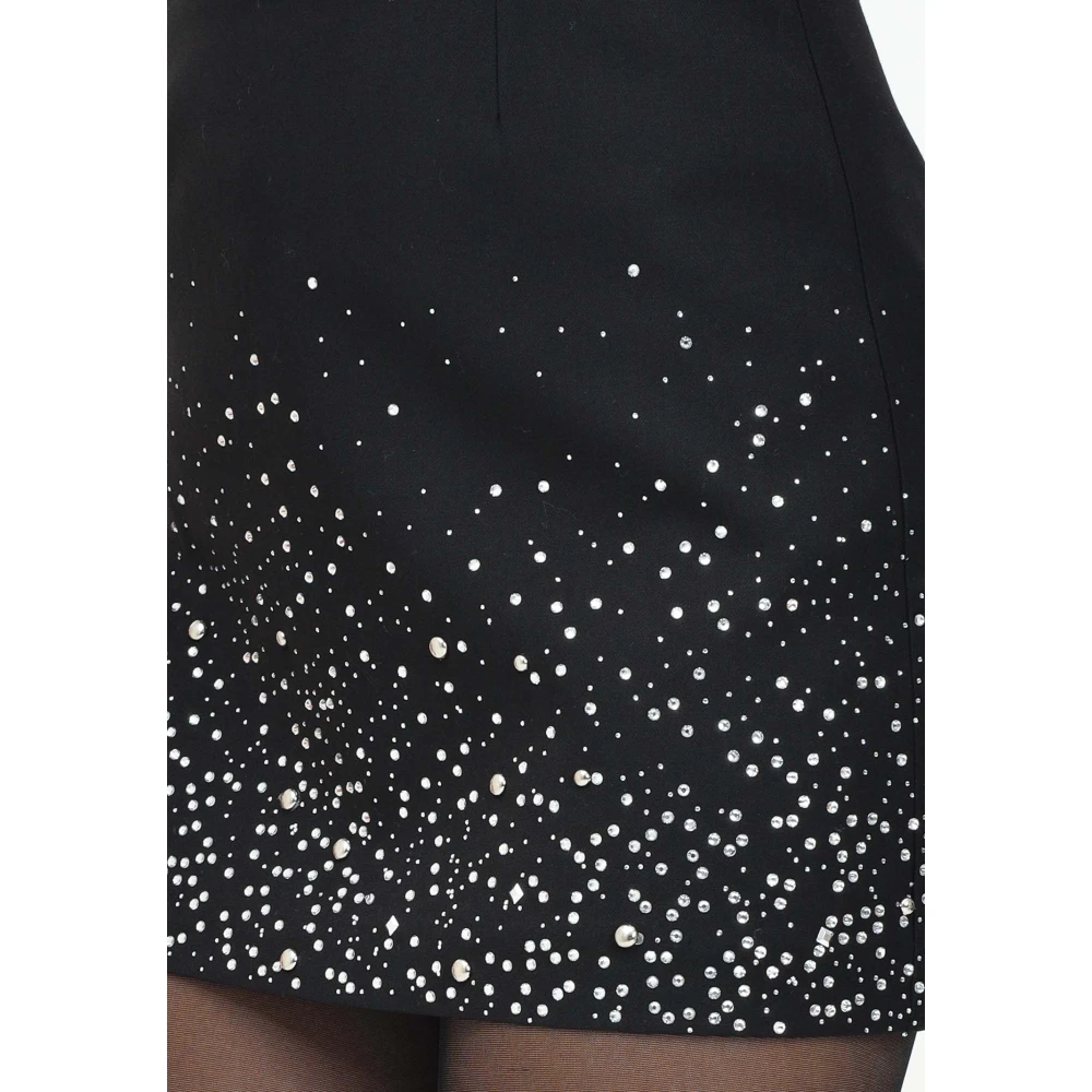 ViCOLO Zwarte Elegante Korte Rok met Strass Detail Black Dames