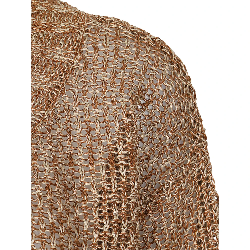 Max Mara Weekend Bruine Linnen V-Hals Trui Multicolor Dames