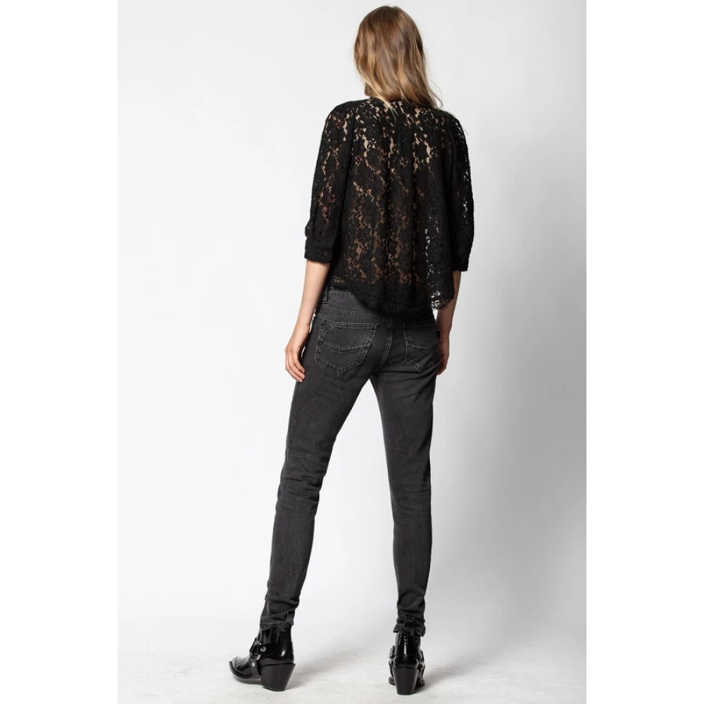 Zadig & Voltaire Donkere Gewassen Zwarte Slim Fit Denim Broek Black Dames
