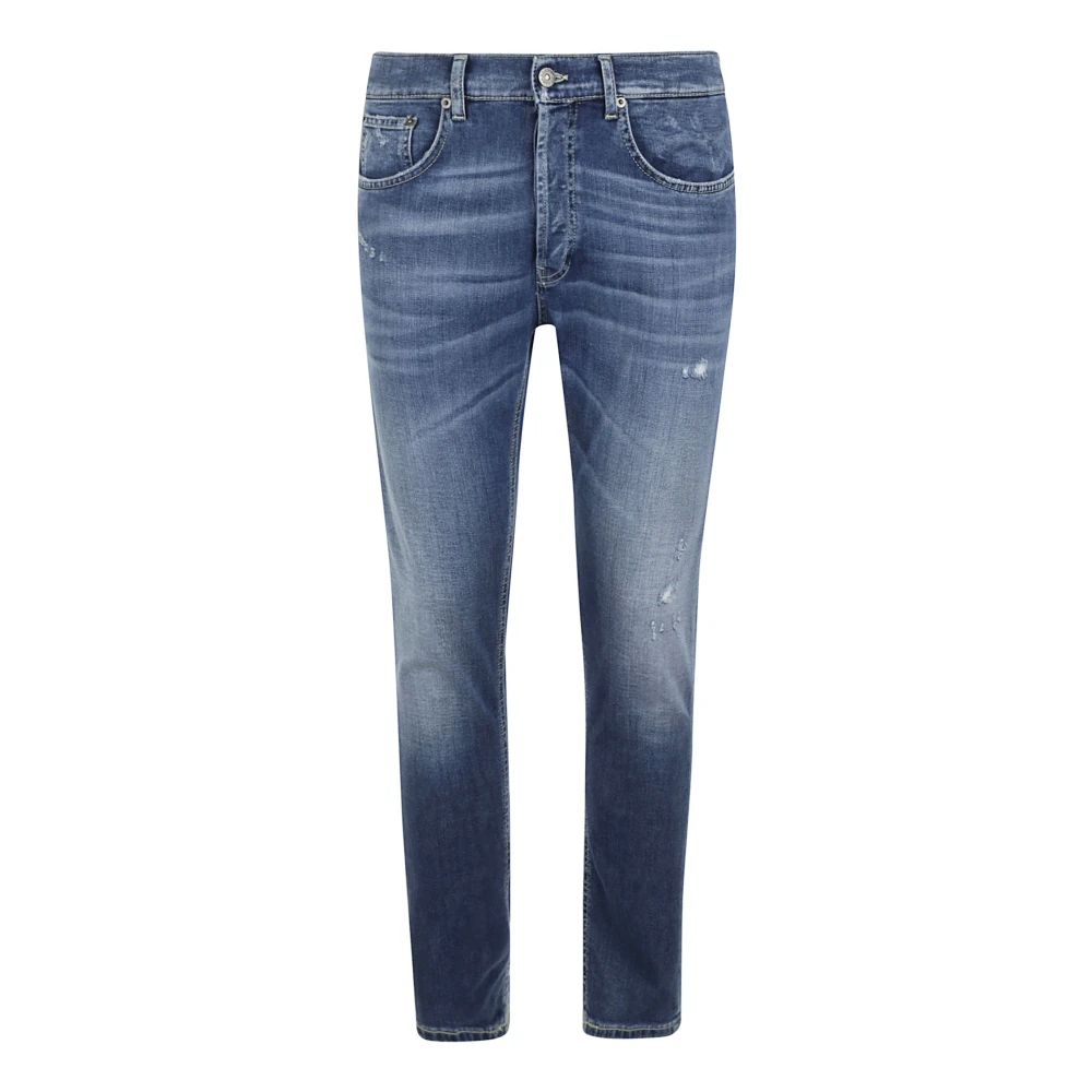 Dondup Herr Slim-Fit Jeans med Slitna Detaljer Blue,