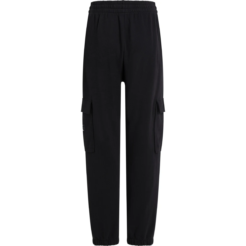 Calvin Klein Zwarte katoenen joggers met iriserend logo Black Dames