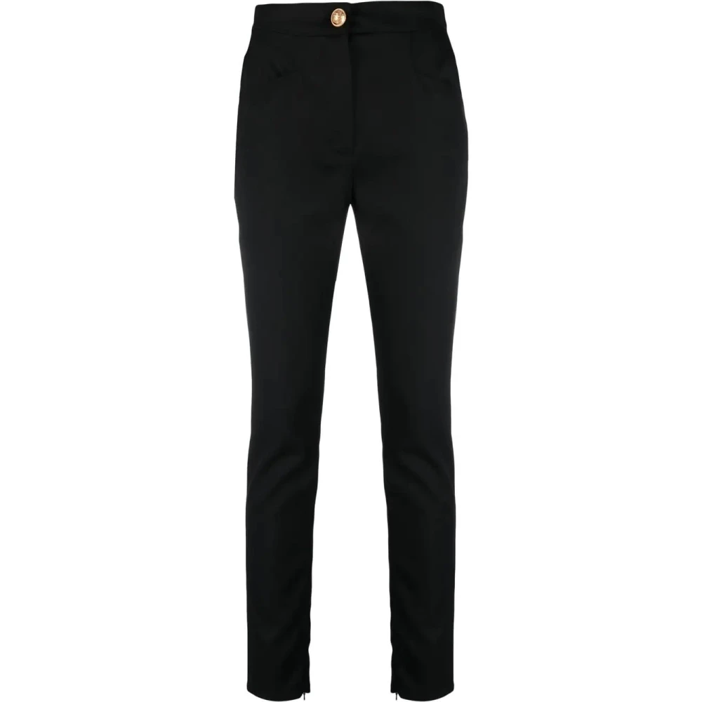 Balmain Black Skinny Wool Stretch Trousers - Female - Skinny Trousers - L - Trousers