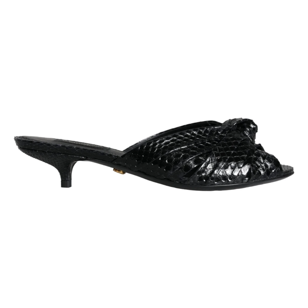 Dolce & Gabbana Black Heeled Mules, Female, 4 Uk, Leather Heel Sandals Shoes