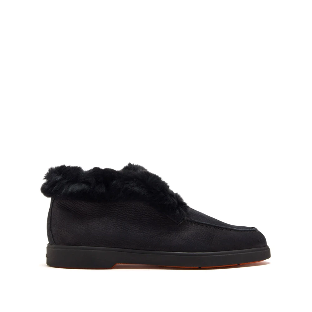 Santoni Women's Black Suede Ankle Boot - Winter Boots - 6 Uk - Shoes