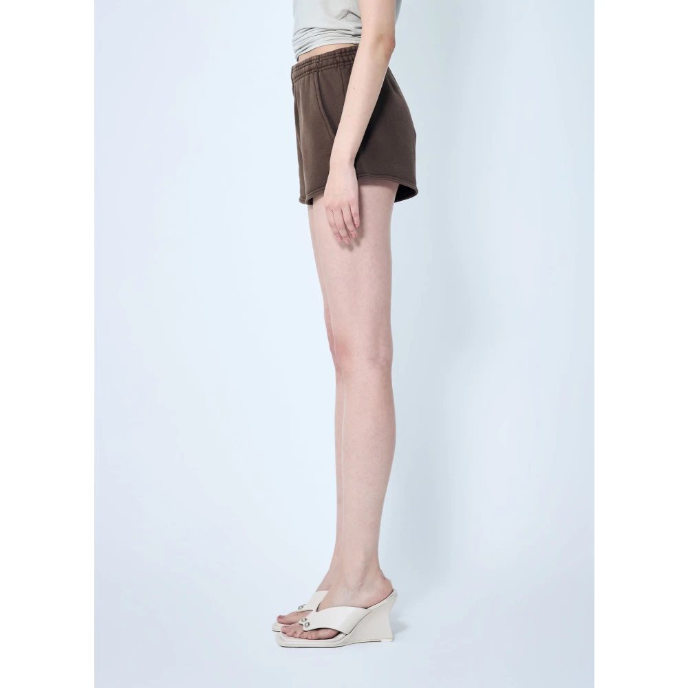 Entire Studios Katoenen Fleece Micro Shorts Brown Dames