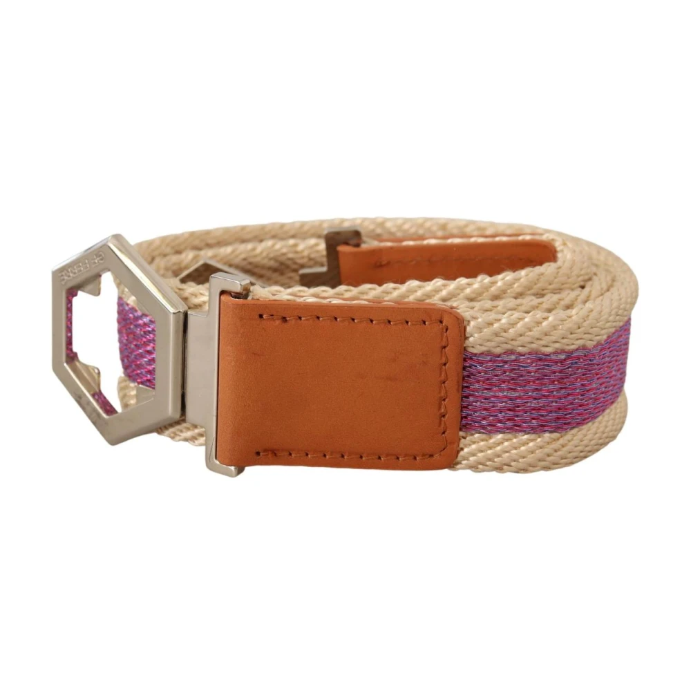 GF Ferre Womens Multicolor Leather Silver Hexagon Logo Buckle Belt - Multicolour - Size 34 inches - Image 4