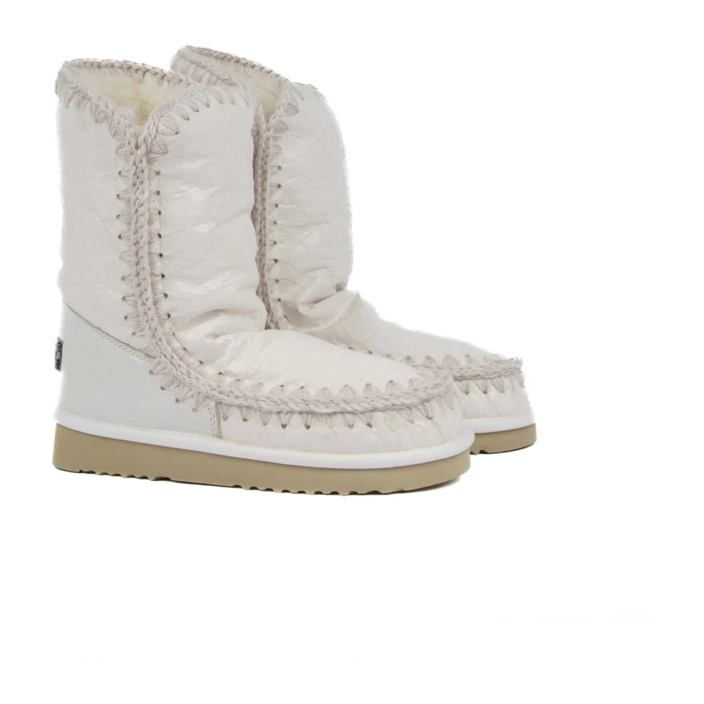 Mou Witte Eskimo Laarzen met Metalen Logo Patch White Dames