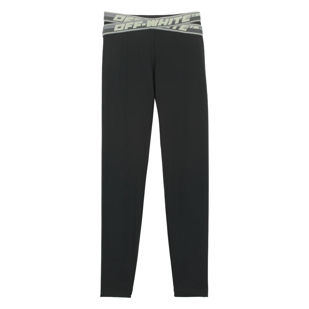 Off White Logo Intarsia Elastische Taille Leggings Black Dames