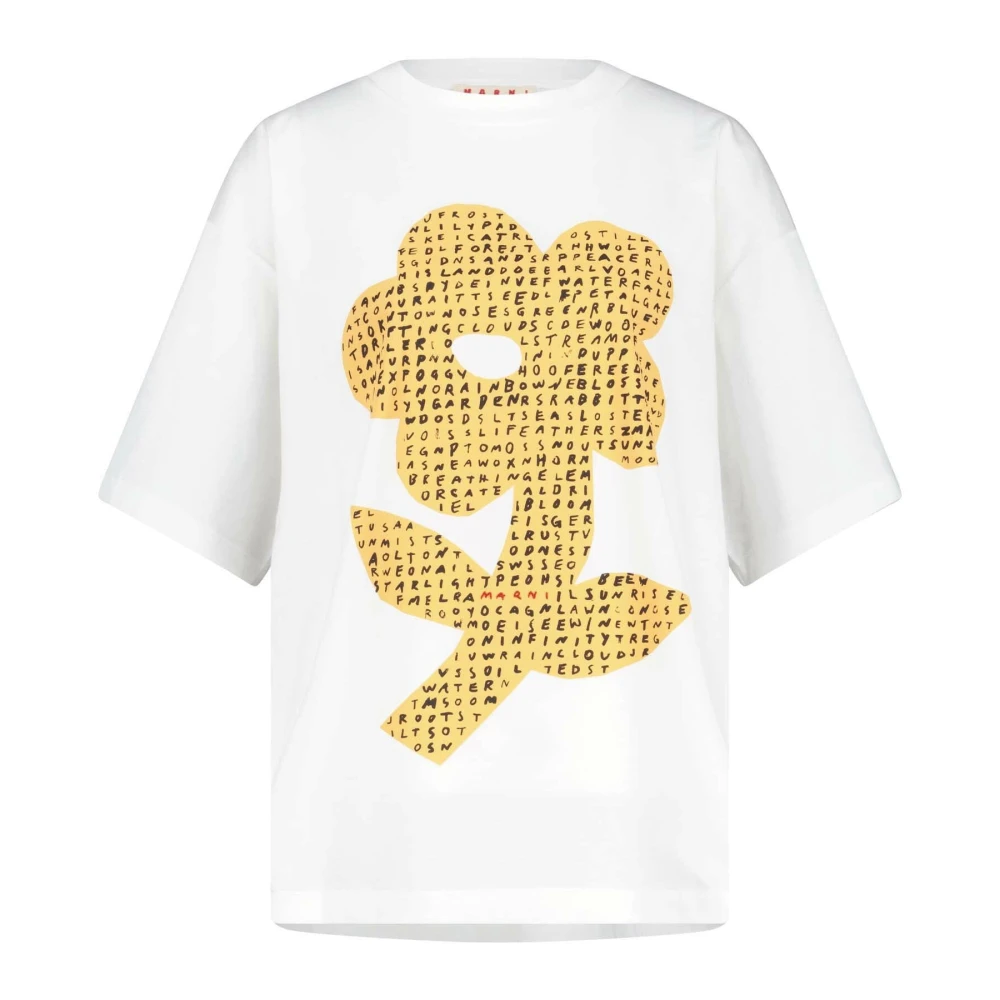 Marni Bloemenprint katoenen T-shirt Made in Italy White Dames