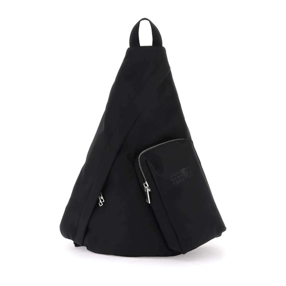 MM6 Maison Margiela Japanse Monospalla Rugzak met Dubbele Ritssluiting Black Dames