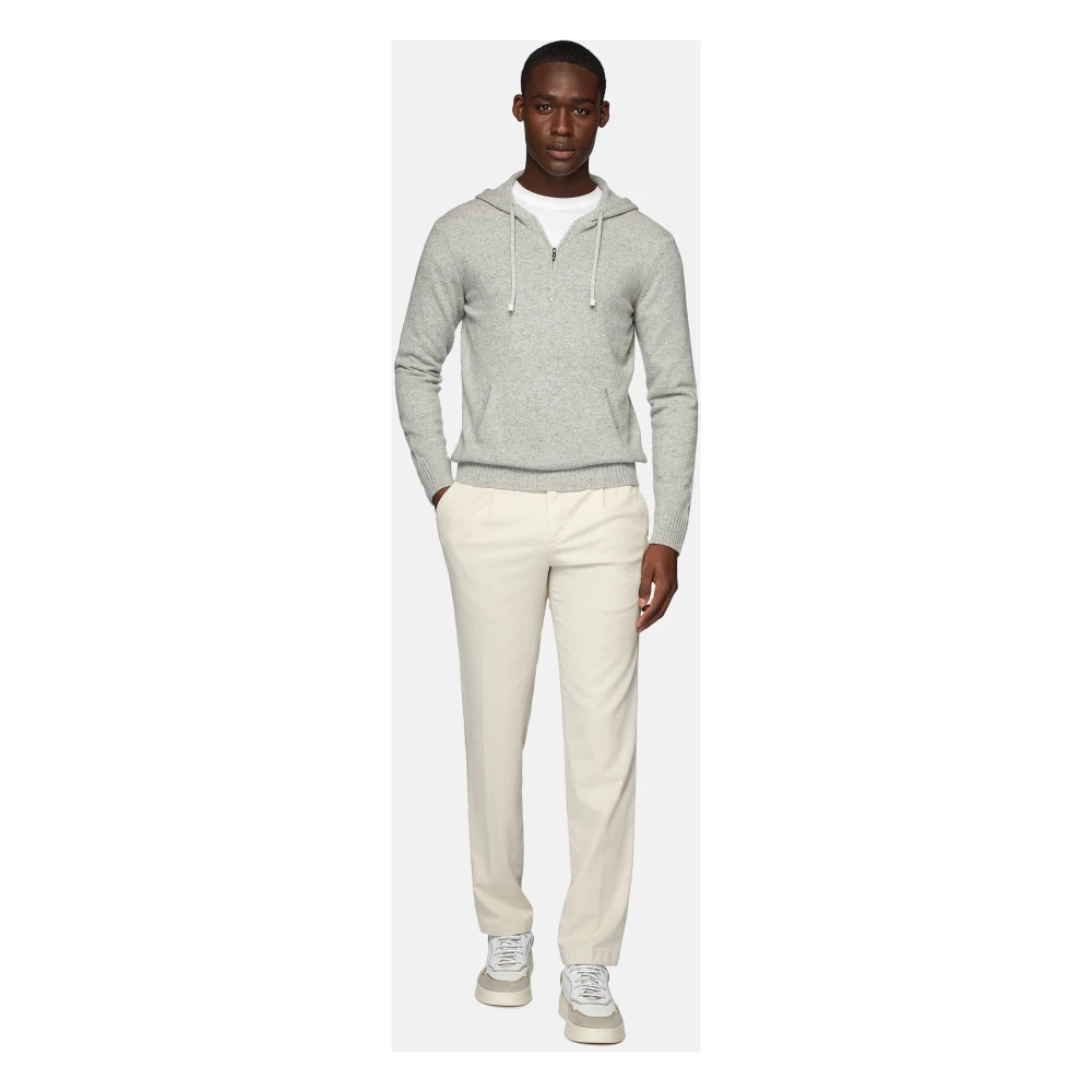 Boggi Milano Cashmere Half-Zip Hoodie Gray Heren