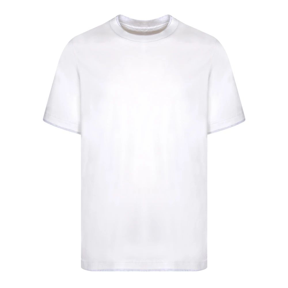 BRUNELLO CUCINELLI Witte Katoenen T-shirt Ronde Hals Korte Mouwen White Heren