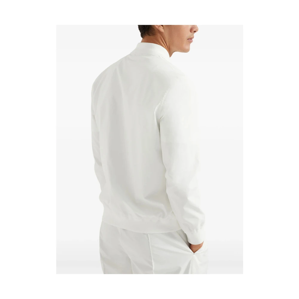 BRUNELLO CUCINELLI Witte Rits Sweatshirt met Geborduurd Logo White Heren