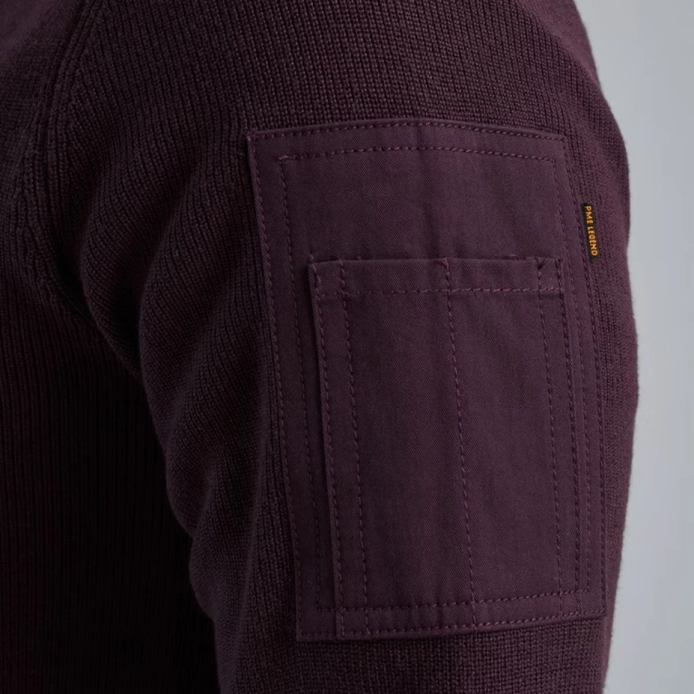 PME Legend Halve Rits Katoenen Gebreide Trui Purple Heren