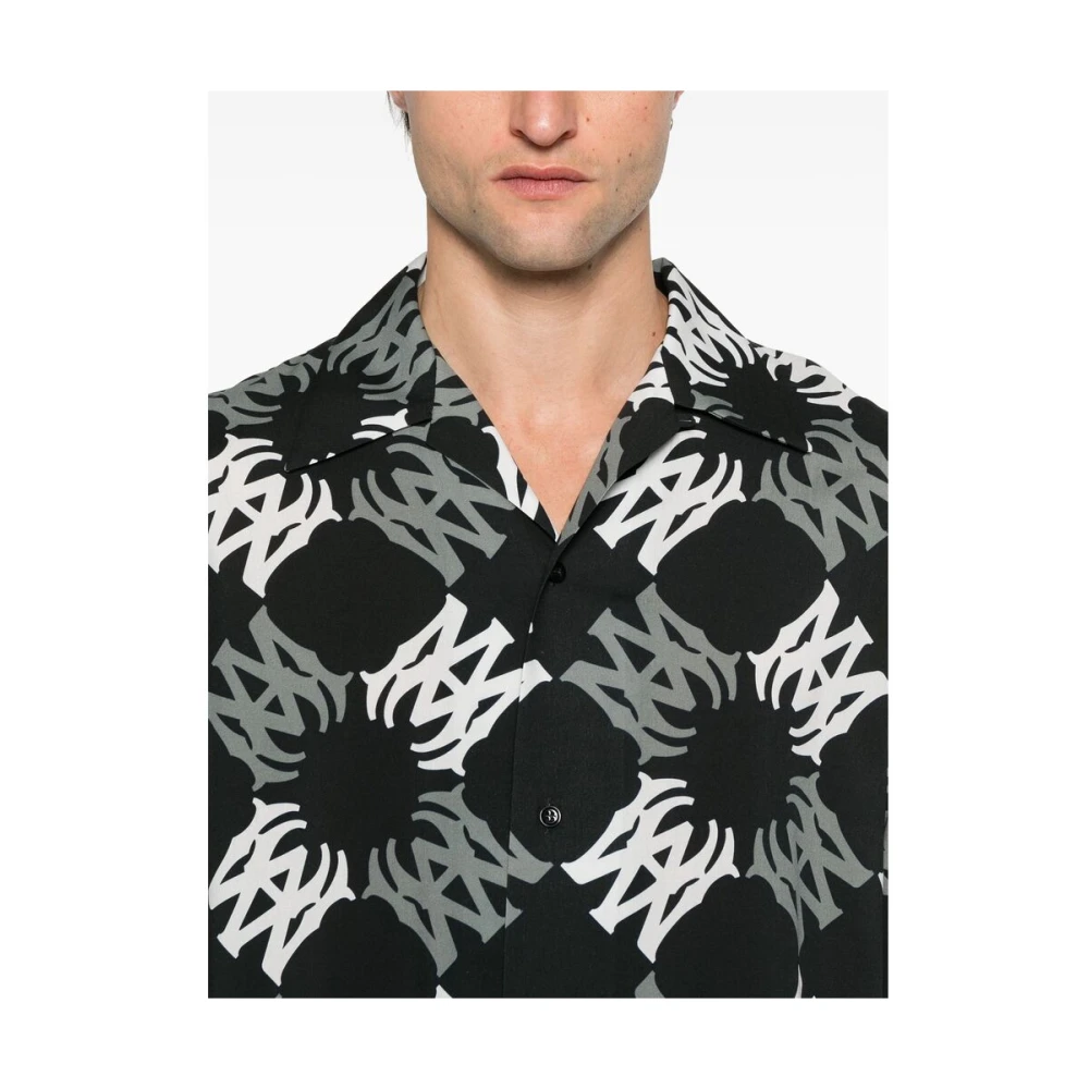 Amiri Camp Collar Korte Mouw Overhemd Black Heren