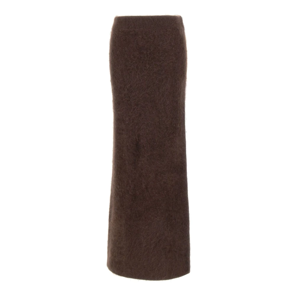 Soft Goat Women's Brown Maxi Skirts, S, Brushed Cashmere Skirt