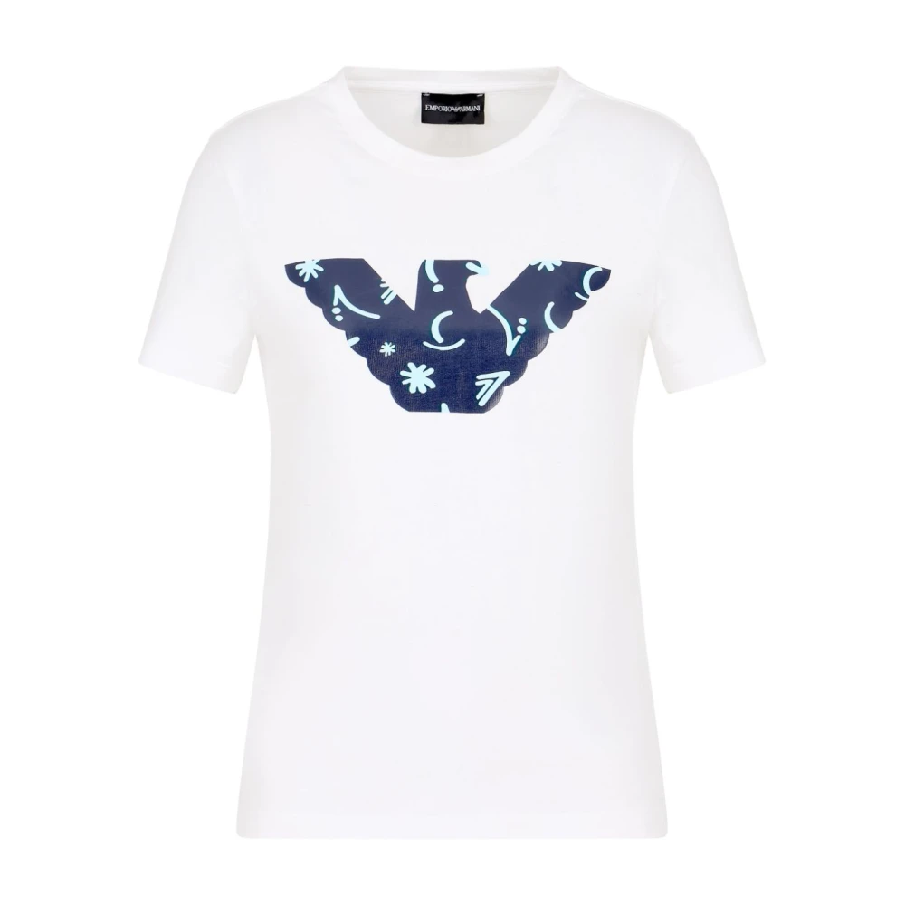 Emporio Armani Wit Katoenmix Jersey T-shirt White Dames