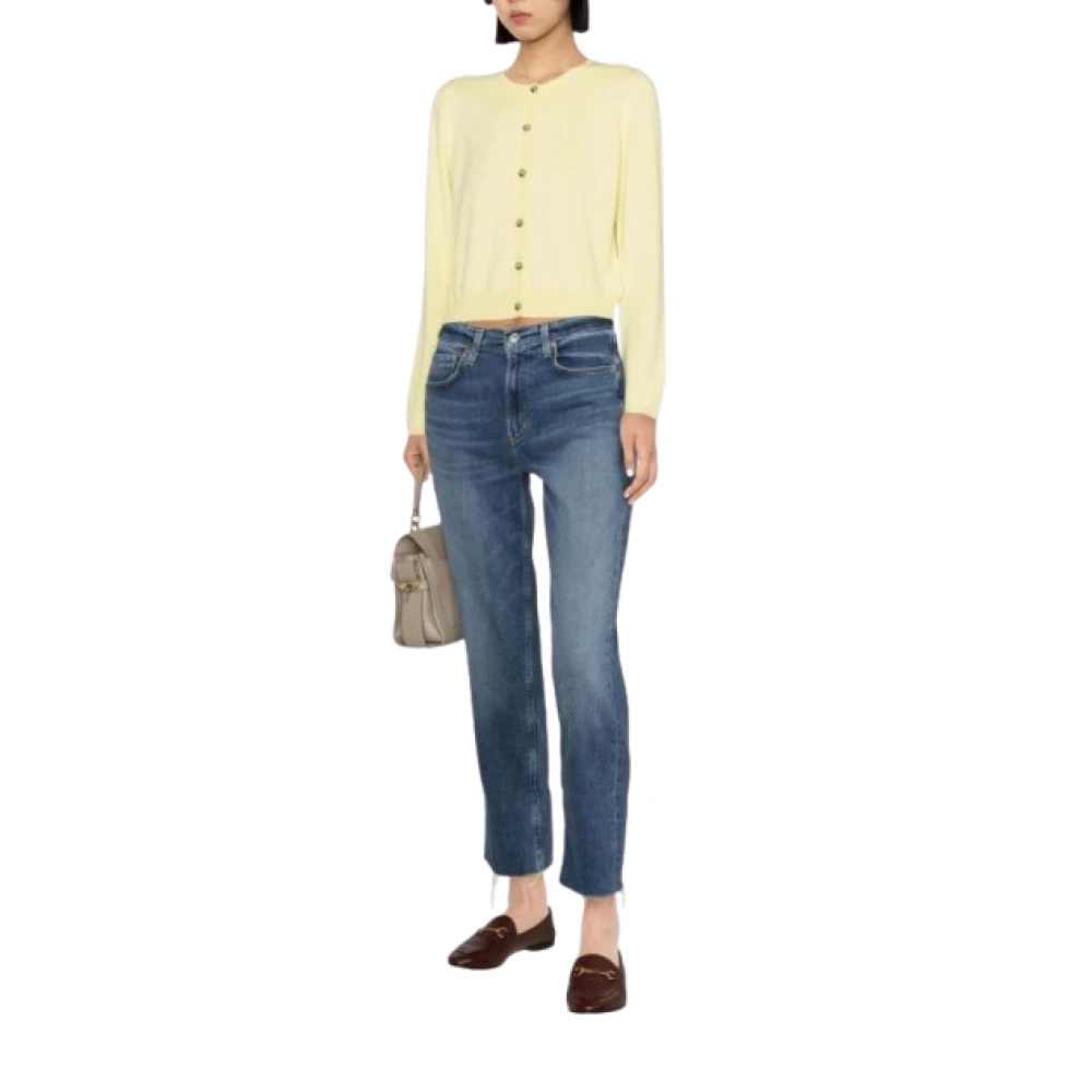 Citizens of Humanity Vervaagde Denim Cropped Jeans met Whiskering Blue Dames