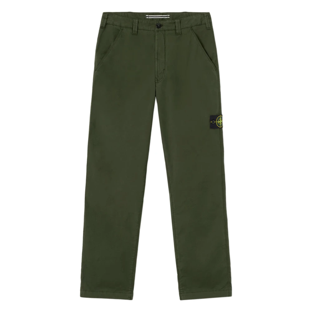 Stone Island Men's Green Straight Trousers, W32, Straight Trousers