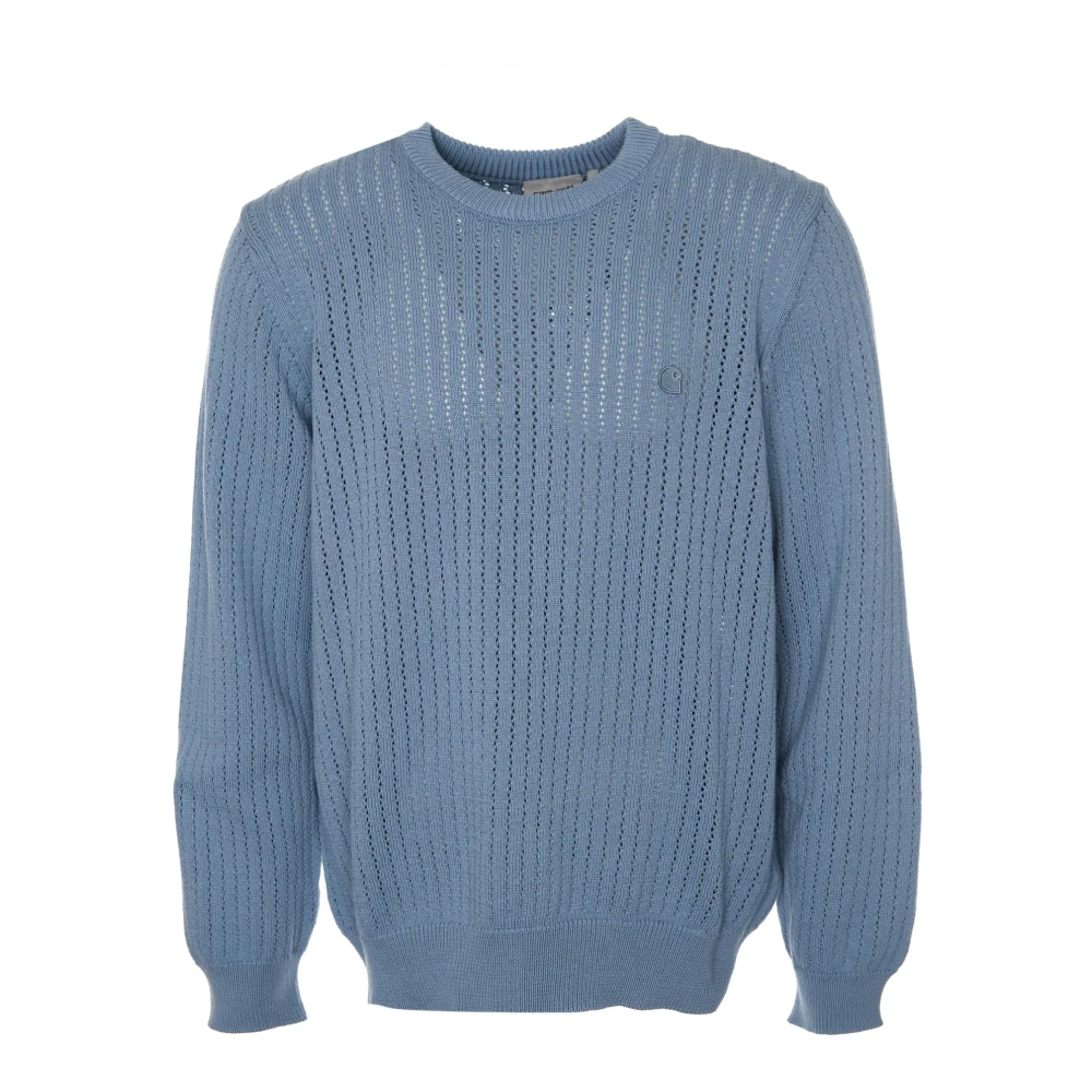 Carhartt Wip Bomullstickad Sweatshirt Loose Fit Blue, Herr