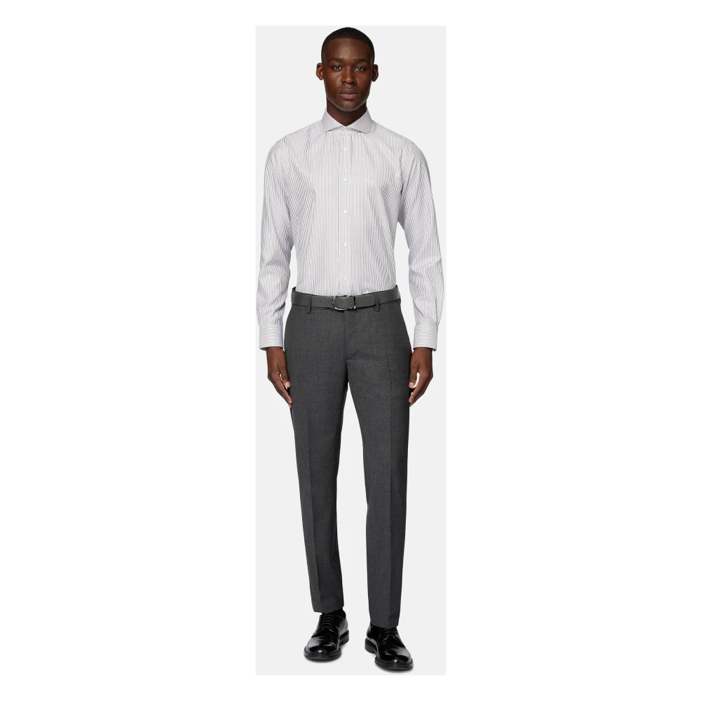 Boggi Milano Ultimate NON Iron Slim Fit Gestreept Overhemd van Katoenen Twill Multicolor Heren