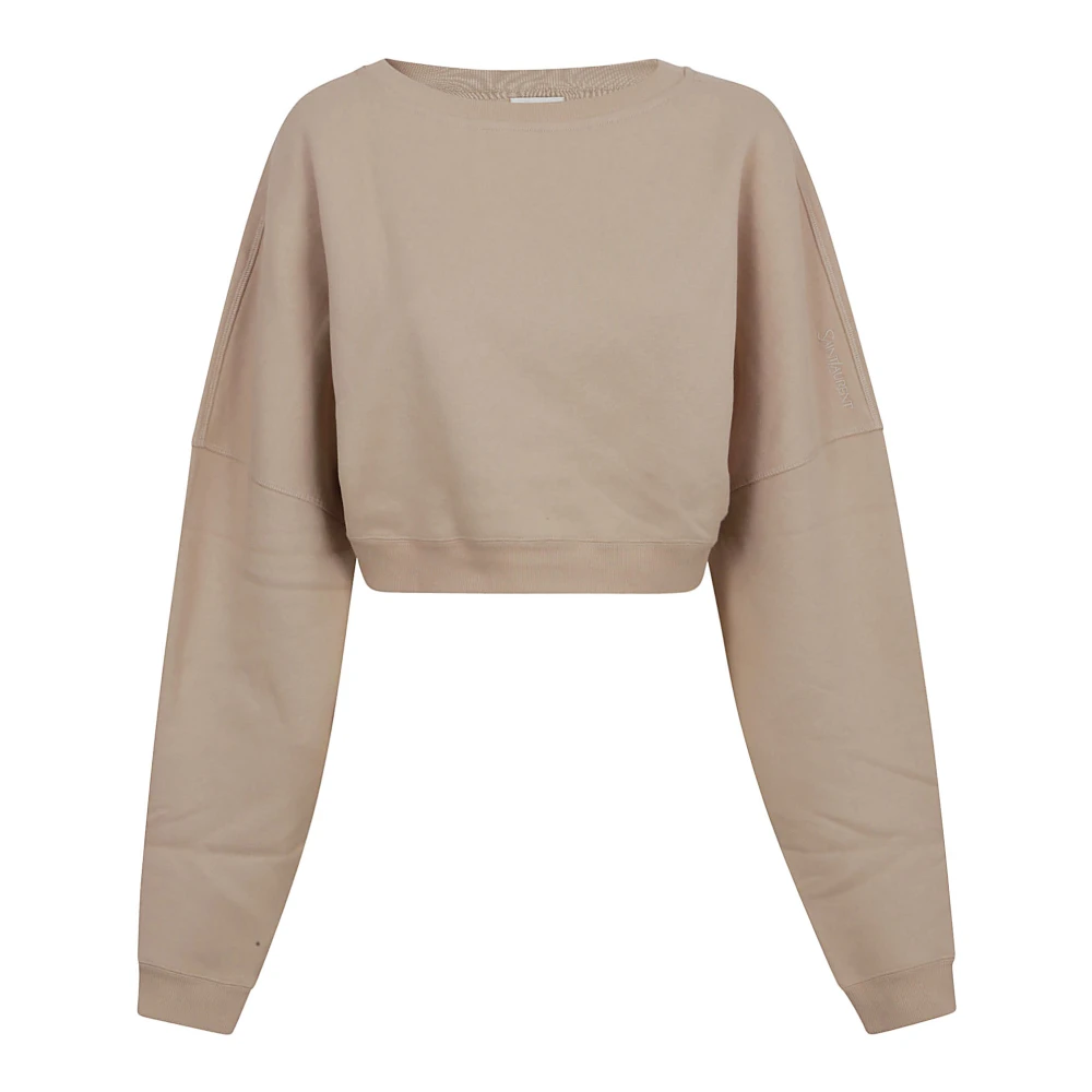 Saint Laurent Cropped Sweatshirt Beige Dames