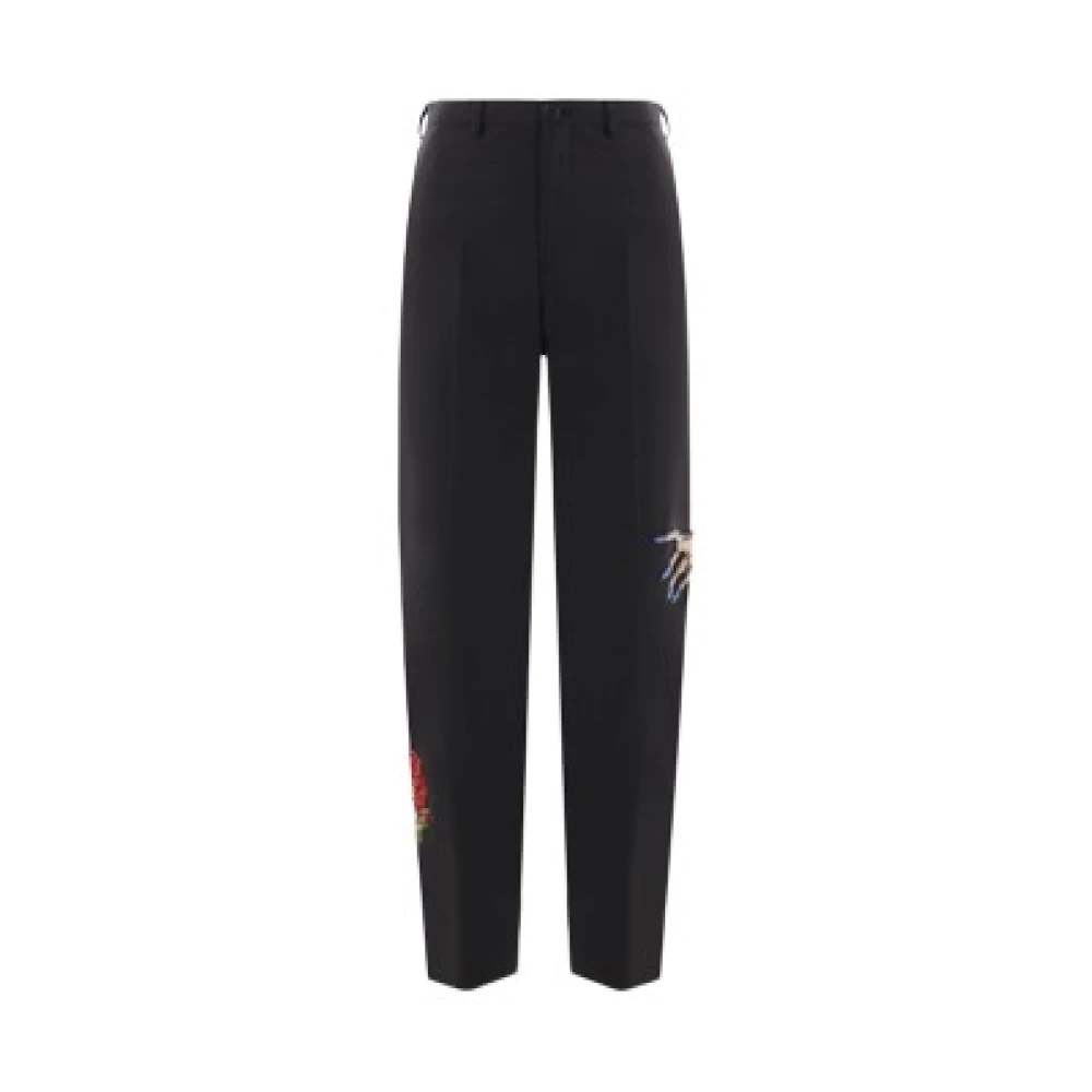 Undercover Zwarte gebreide broek met juweel inzetstukken Black Dames