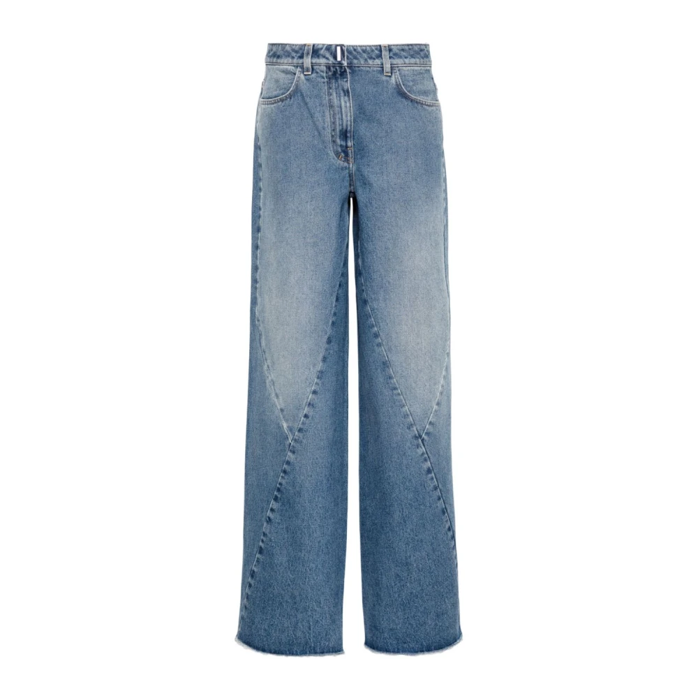 Givenchy Wijde Spijkerbroek met Raffelige Randen Blue Dames