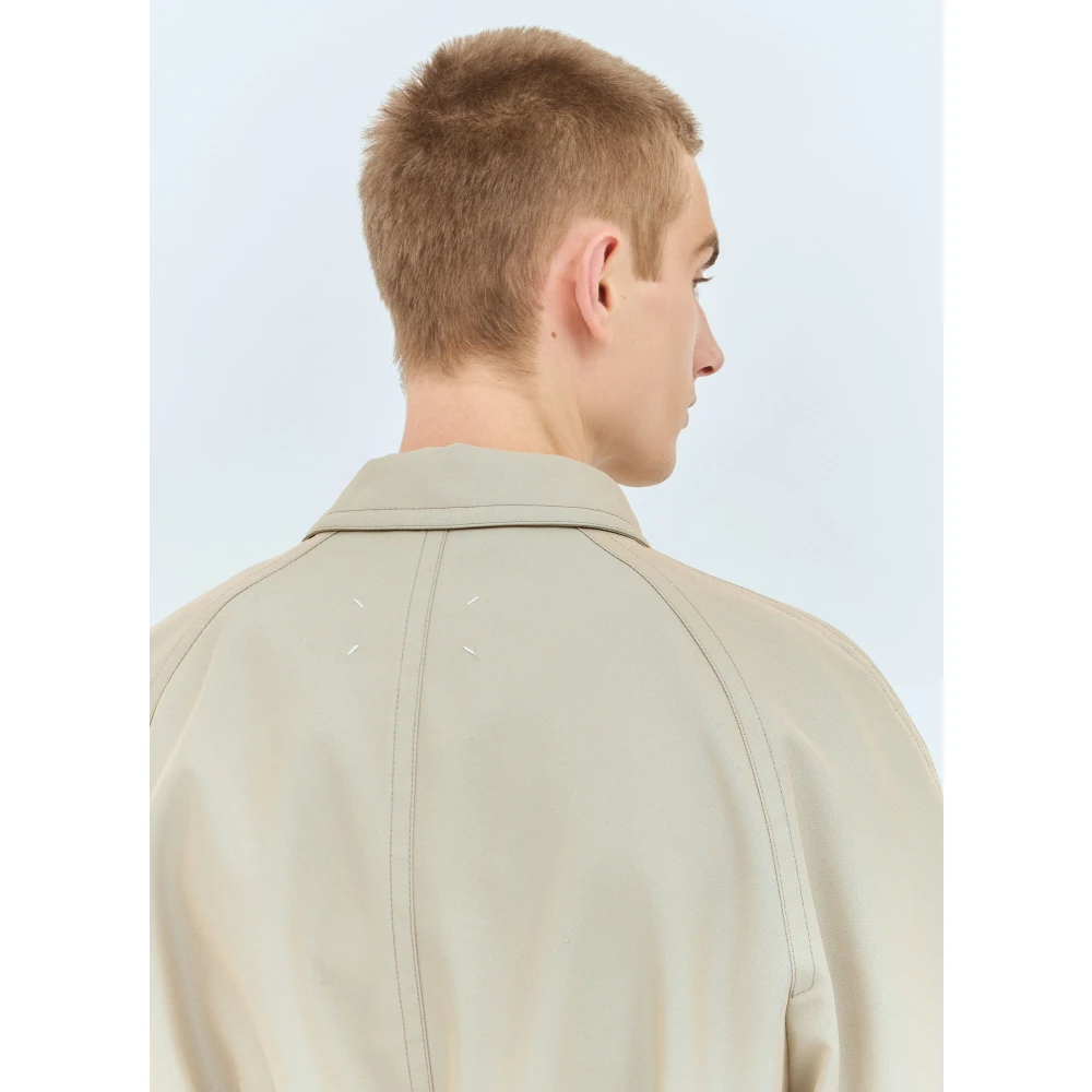Maison Margiela Katoenen Trenchcoat met Verlengde Manchetten Beige Heren