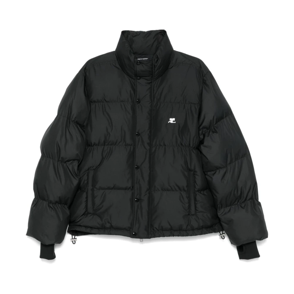 Courrèges Zwarte Gewatteerde Jas Matte Effect Black Heren