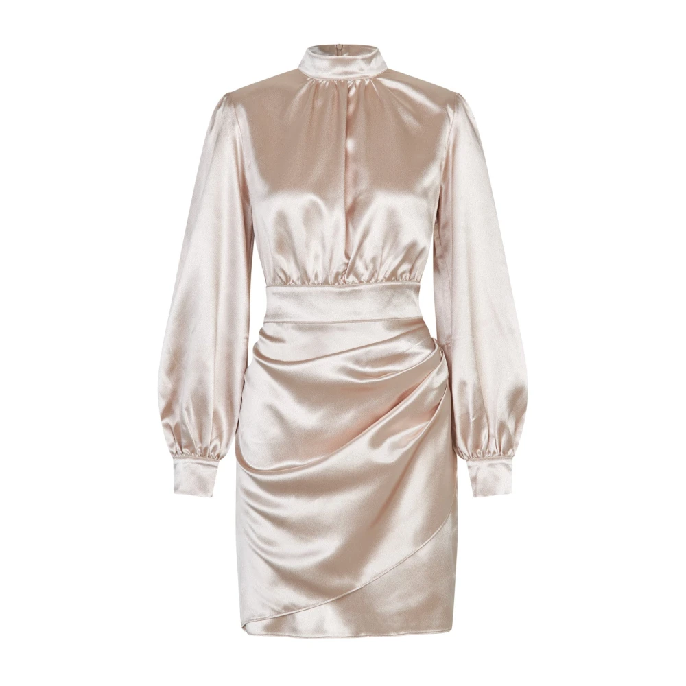 Cras Zijdezachte Elegantie Gedrapeerde Jurk Beige Dames