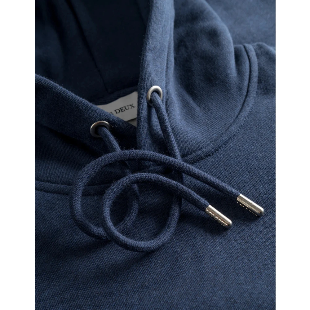Les Deux Geborstelde katoenen hoodie met logopatch Blue Heren