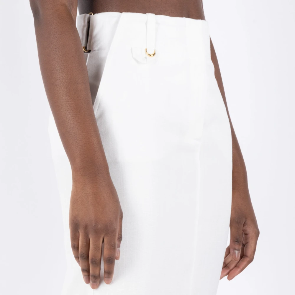 Jacquemus Witte Midi Rok met Cut Out White Dames