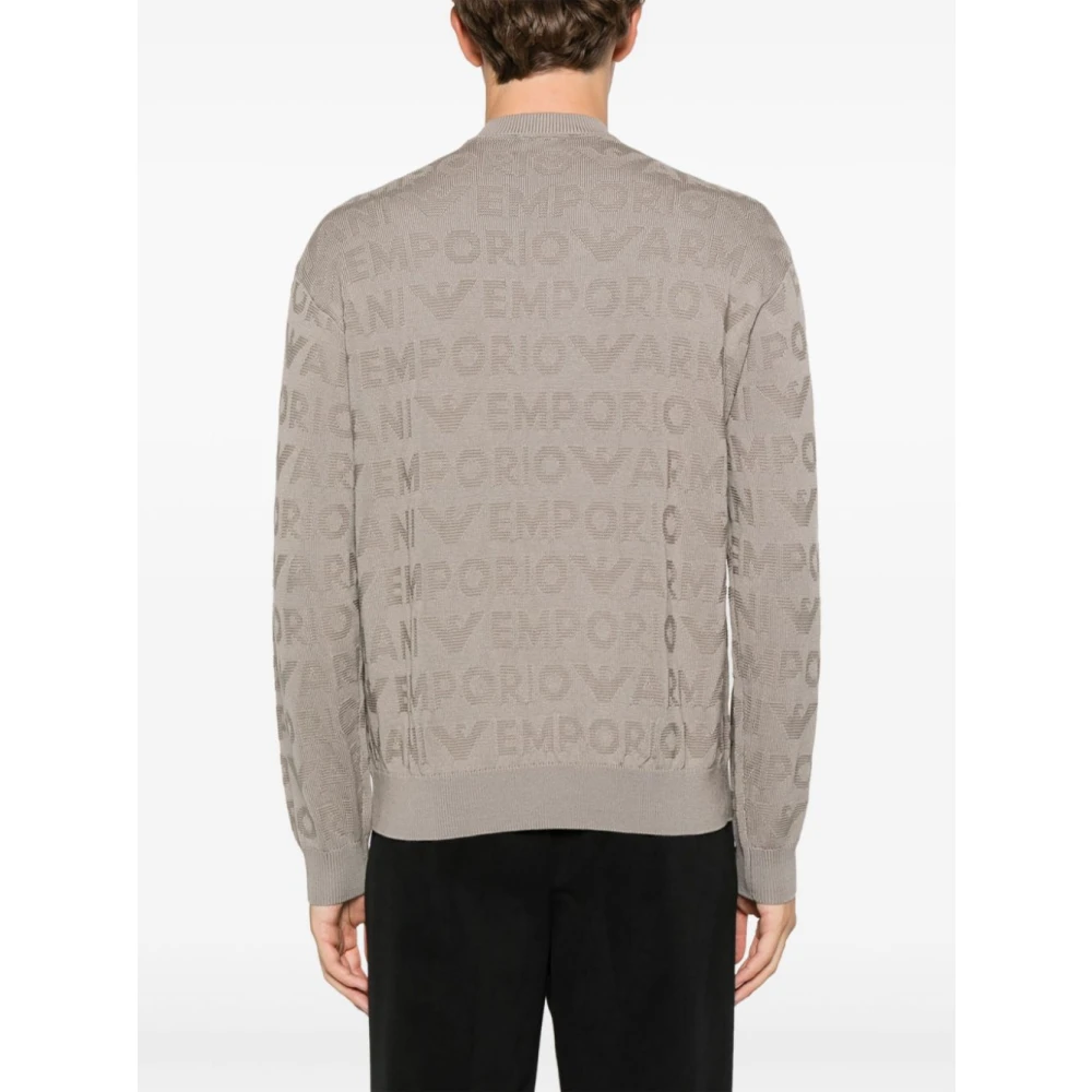 Emporio Armani Grijze Jacquard Logo Trui Gray Heren