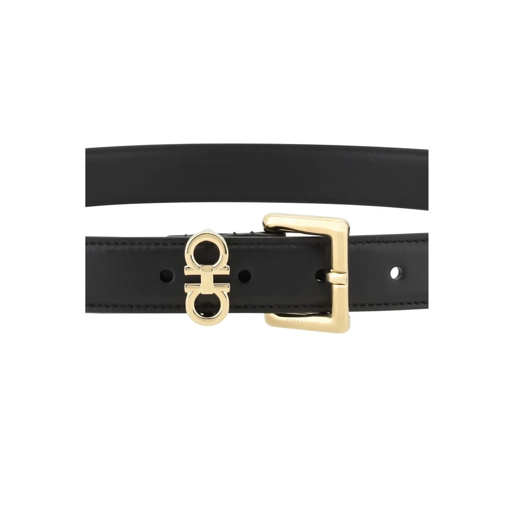Salvatore Ferragamo Iconische Gancini Leren Riem Black Dames