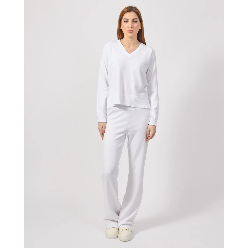 K-way Witte Katoenen Crop Sweater White Dames