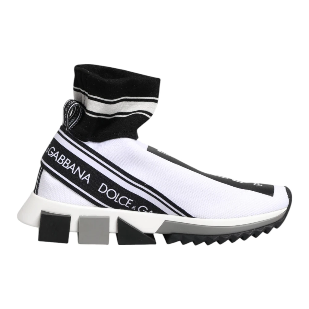 Dolce & Gabbana Women's White Sneakers, 5 Uk, Black Sorrento Socks Trainers Shoes