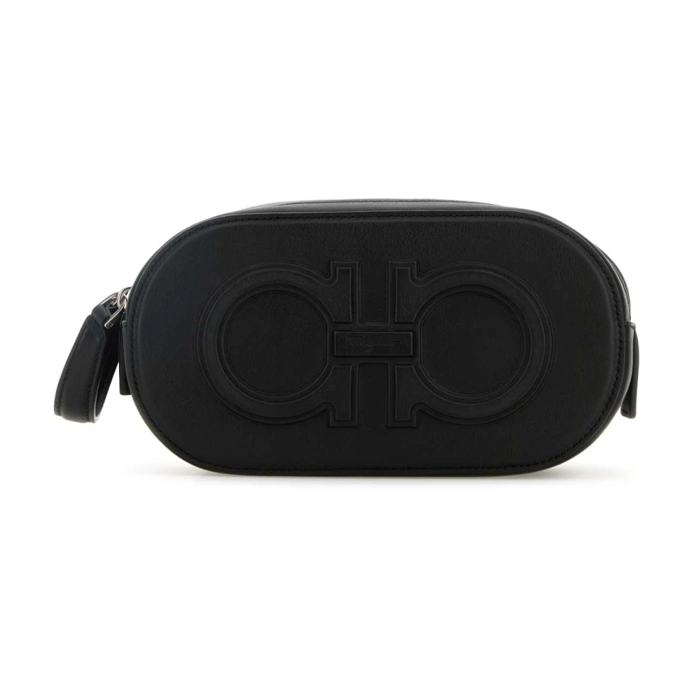 Salvatore Ferragamo Stijlvolle zwarte leren handtas Black Heren