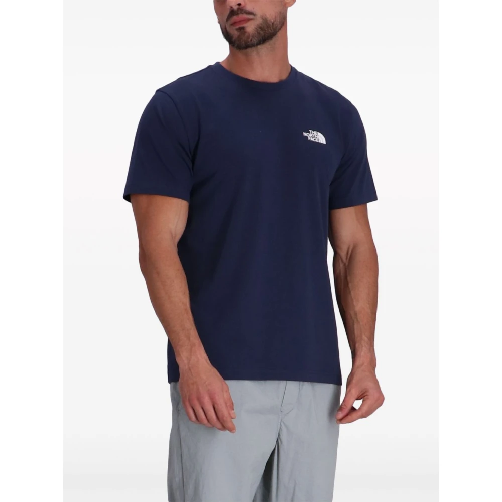 The North Face Blauw Logo Print Crew Neck T-shirt Blue Heren