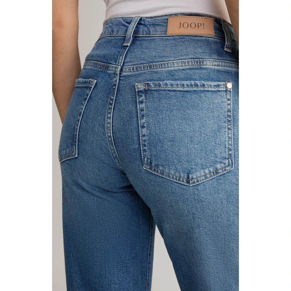 Joop! Ingekorte denim met franje zoom Blue Dames
