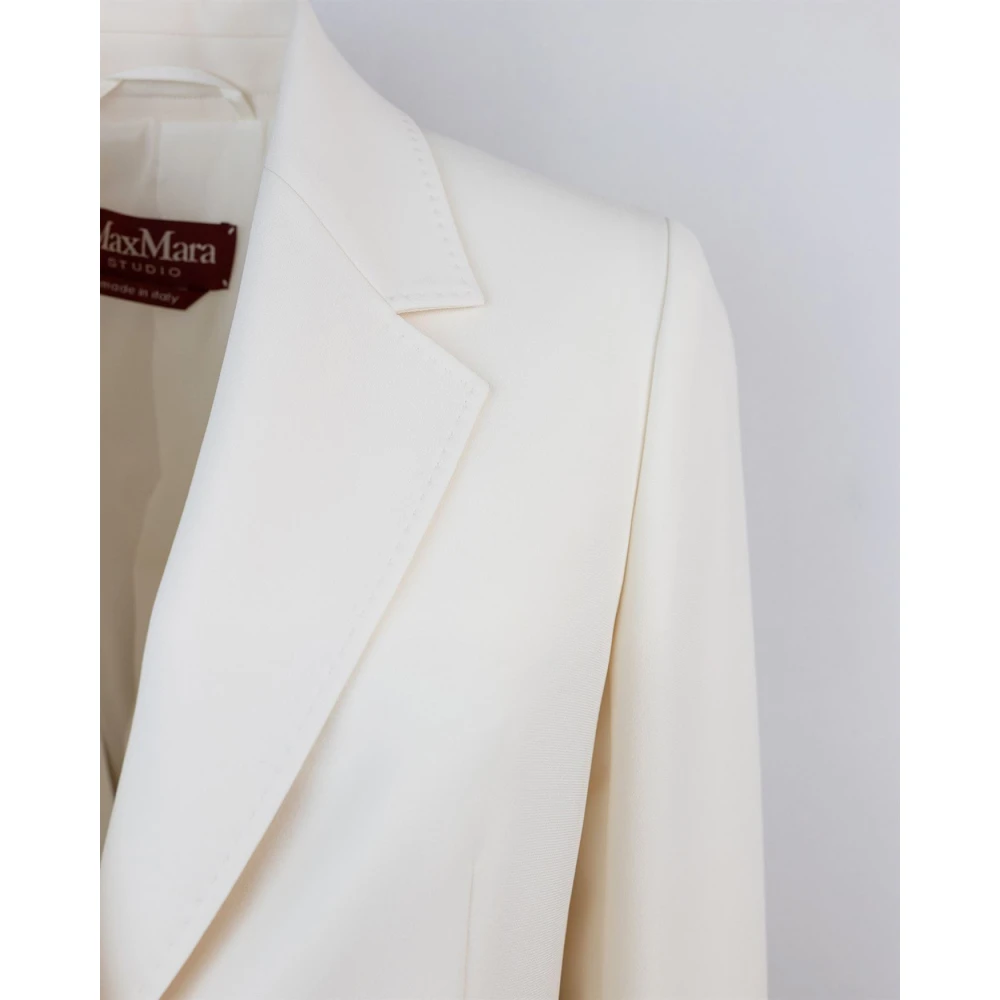 Max Mara Studio Witte Jassen Tessuto Triacetaat Polyester White Dames