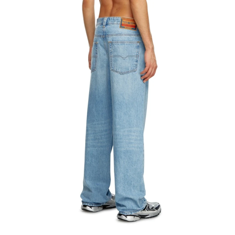 Diesel Wijde Spijkerbroek met Lage Taille Blue Heren