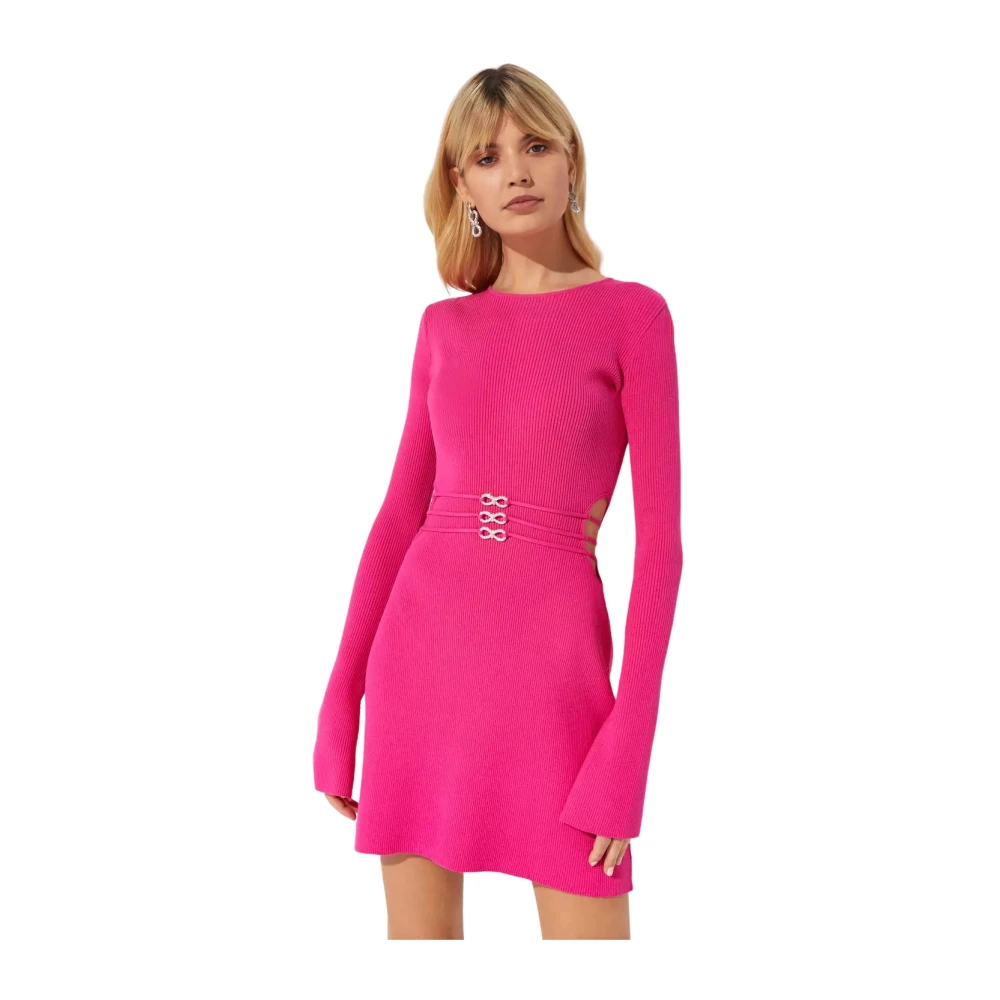 Mach & Mach Roze Gebreide Mini Jurk Pink Dames