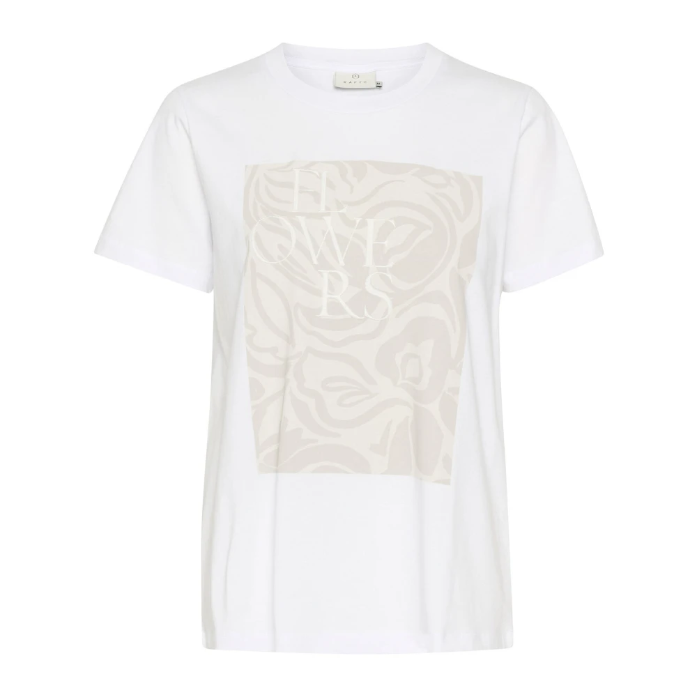 Kaffe Grafische Tee Top Krijt White Dames