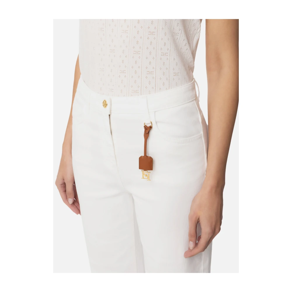 Elisabetta Franchi Palazzo Broek Ivory Elegant Verfijnd Beige Dames