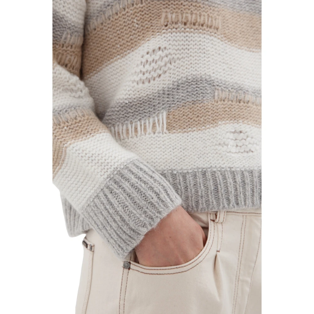 PESERICO Gestreepte Trui met Verfijnde Details Multicolor Dames