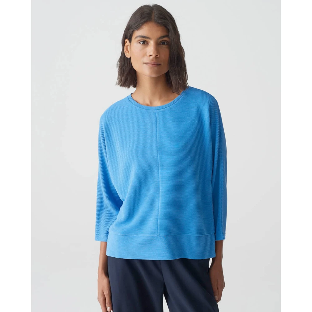 Opus Korte Mouw Top Sinni Blue Dames